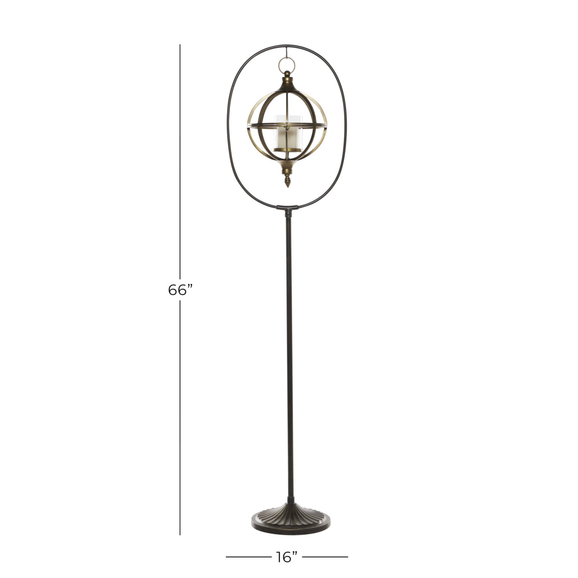 Bronze Iron Modern Candle Holder Lantern, 66" x 16" x 11"